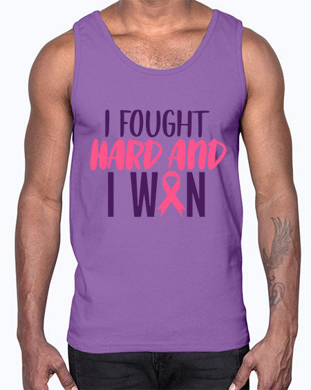 i fought hard and i won Style 10#- breast cancer- Cotton Tank