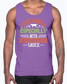 i love animals especially with barbeque sauce 1133#- vegan- Cotton Tank