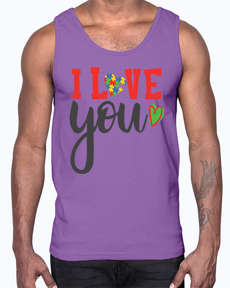 i love you Style 23#- autism- Cotton Tank