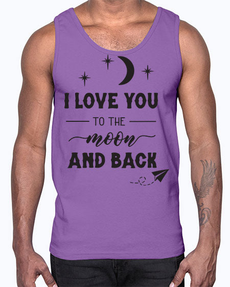 i love you to the moon and back 5#- moon- Cotton Tank