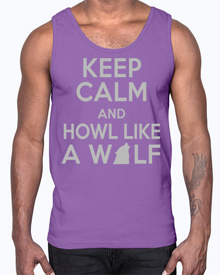 keep calm and howl like a wolf- wolf- Cotton Tank
