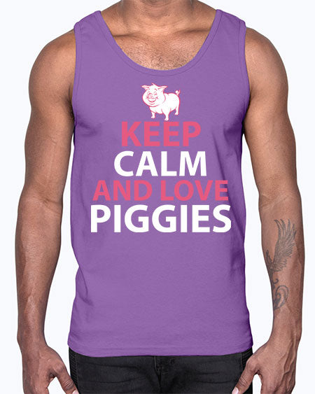keep calm and love piggies Style 47#- pig- Cotton Tank