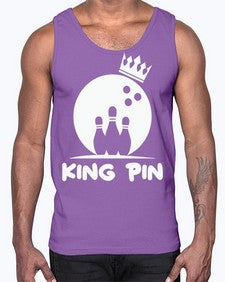 king pin bowling couples 712#- bowling- Cotton Tank