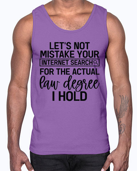 let s not mistake your internet search for the actual law degree i hold 1047#- lawyer- Cotton Tank
