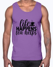 life happens tea helps 1309#- tea- Cotton Tank