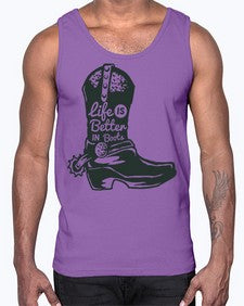 life is better in boots 730#- western- Cotton Tank