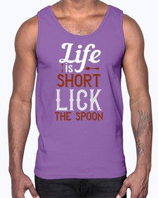 life is short lick the spoon 316#- cooking- Cotton Tank