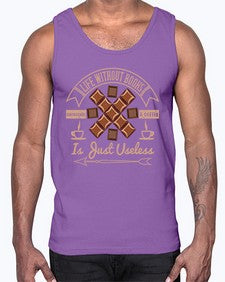 life without books chocolate coffee is just useless 318#- chocolate- Cotton Tank