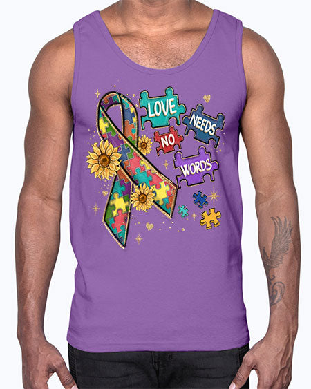 love needs no words- autism- Cotton Tank