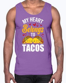 my heart belongs to tacos 1423#- tacos- Cotton Tank