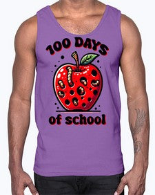 one hundred Days of School Apple 572#- one hundred days- Cotton Tank