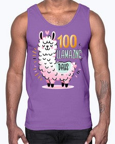 one hundredth Day of School Llama 599#- one hundred days- Cotton Tank