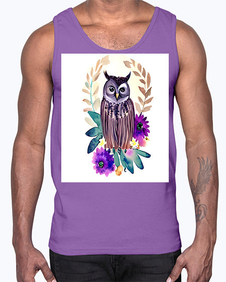 owl 17#- owl- Cotton Tank