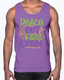 peace out first grade 624#- first grade- Cotton Tank