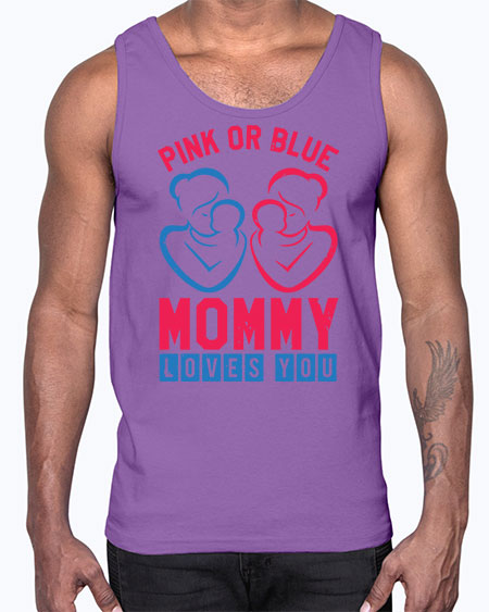 pink or blue Mommy Loves you Style 187#- baby shower- Cotton Tank