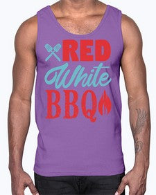 red white bbq 374#- bbq- Cotton Tank
