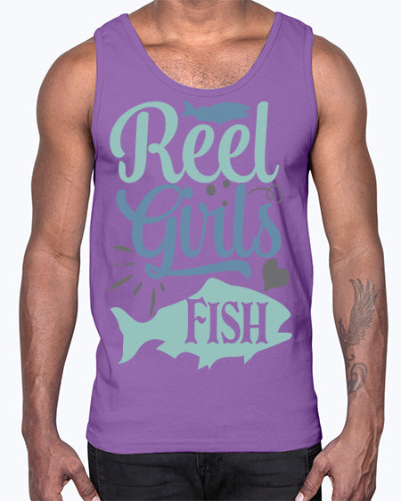 reel girls fish 92#- shark-fish- Cotton Tank