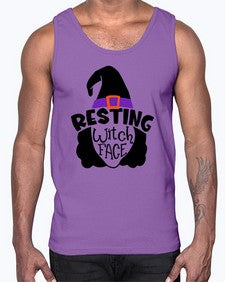 resting witch face 27#- witch- Cotton Tank