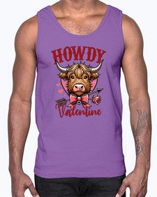 retro vintage howdy valentine bow 1016#- western- Cotton Tank