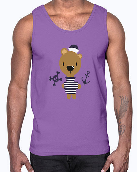 sailor little bear 243#- bears - animals- Cotton Tank