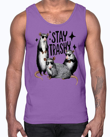 stay trashy 61#- raccoon- Cotton Tank