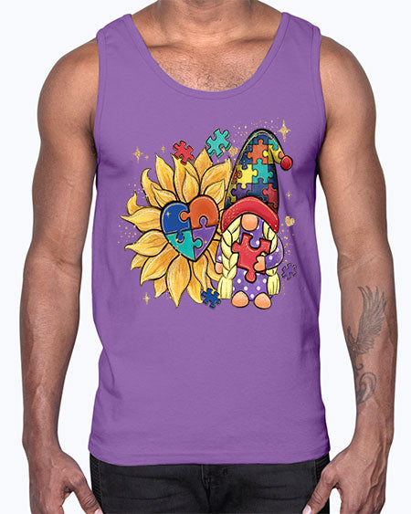 sunflower gnome autism- autism- Cotton Tank