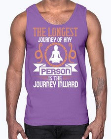 the longest journey of any person is the journey inward  550#- yoga- Cotton Tank