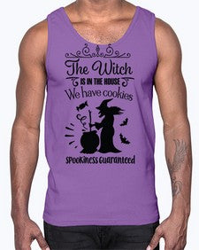 the witch is in the house sign 20#- witch- Cotton Tank