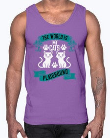the world is my cats playground Style 119#- cats- Cotton Tank