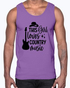 this girl loves country music 1163#- western- Cotton Tank