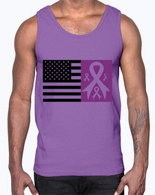 usa flag with alzheimers cancer 219#- alzheimers- Cotton Tank