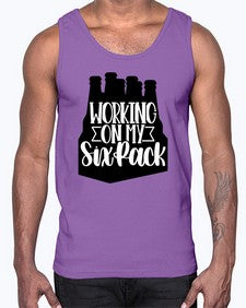 working on my six pack 1789#- beer- Cotton Tank