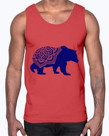 BearMandala 253#- mandala- Cotton Tank