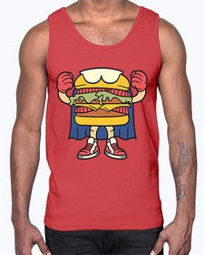 Burgerman 28#- cartoon food- Cotton Tank