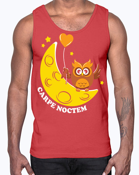 Carpe Noctem Moon Stars Owl A TurtleRabbit 1#- owl- Cotton Tank