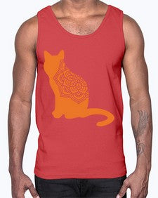 CatMandala 324#- mandala- Cotton Tank