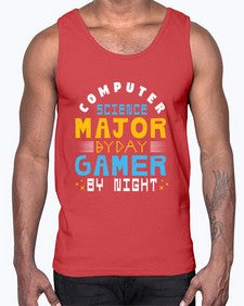 Computer science major by day gamer by night 6#- computer- Cotton Tank