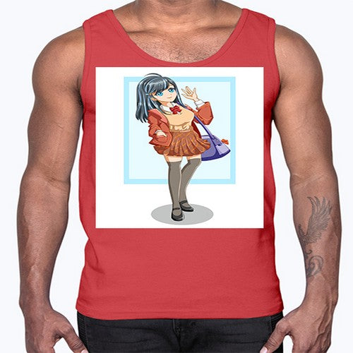 Cute and happy teenage girl back to school 175#- anime- Cotton Tank