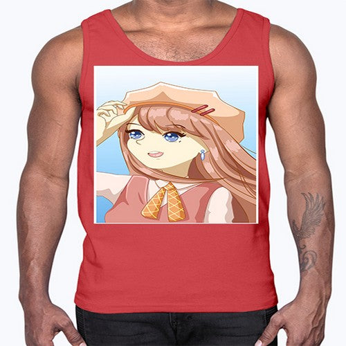 Cute beautiful and funny girl with hat 66#- anime- Cotton Tank