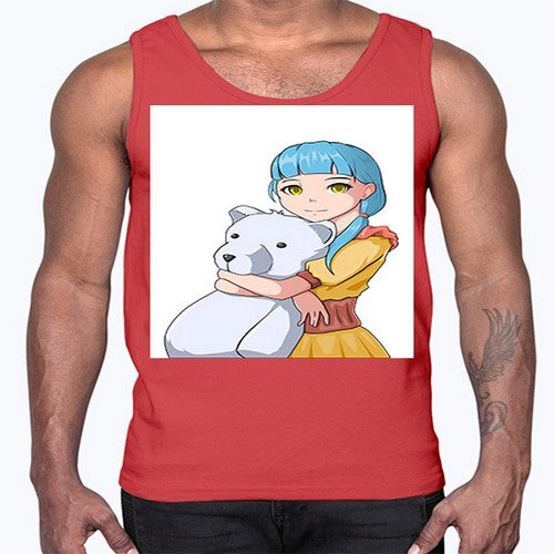 Cute girl with bear doll 26#- anime- Cotton Tank