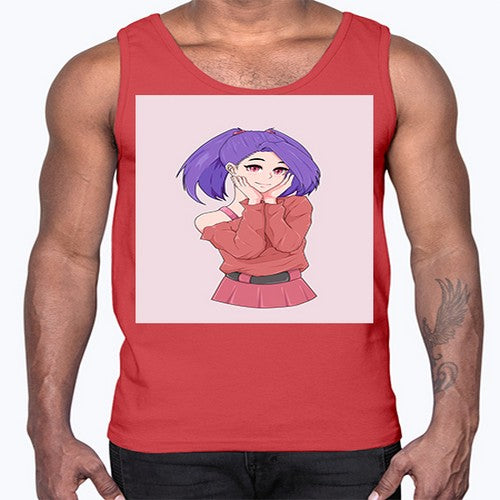 Cute girl with cute pose 138#- anime- Cotton Tank
