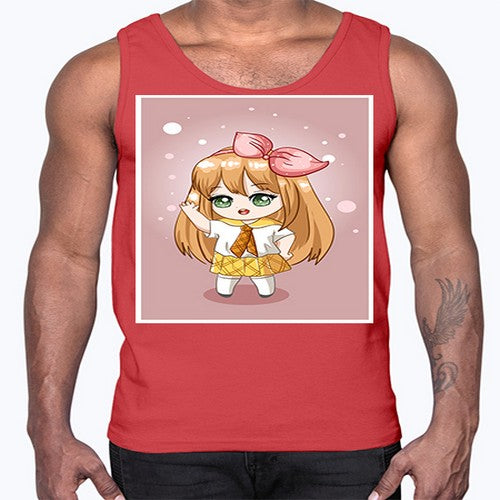 Cute little girl yellow hair wearing uniform 130#- anime- Cotton Tank