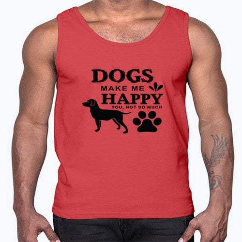 Dogs Make Me Happy Style 44#- dogs- Cotton Tank