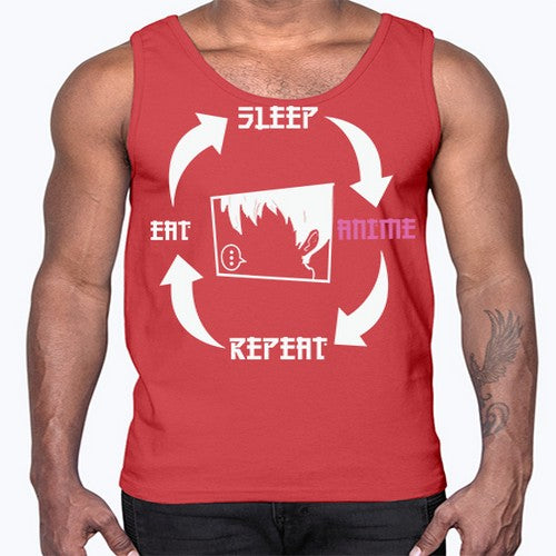 Eat Sleep Anime Repeat Anime Anime 226#- anime- Cotton Tank