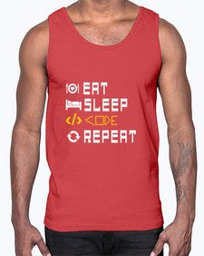 Eat sleep code repeat 49#- computer- Cotton Tank