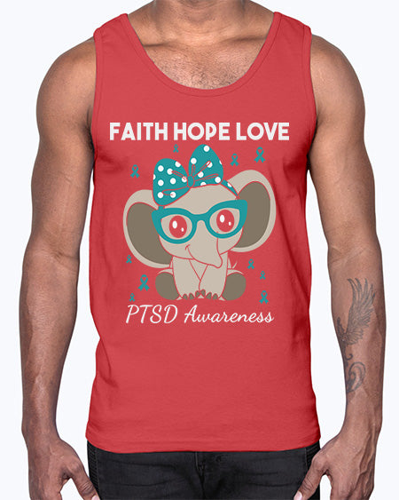 Elephant I Have PTSD Awareness 25#- PTSD- Cotton Tank