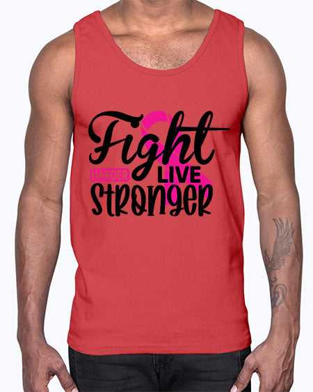 Fight Harder Live Stronger 27#- breast cancer- Cotton Tank