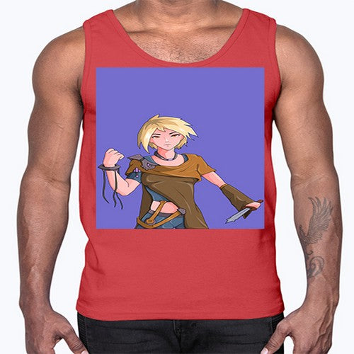 Girl hold knife 12#- anime- Cotton Tank