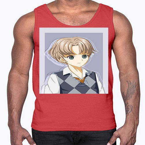 Handsome and cool boy with uniform 34#- anime- Cotton Tank