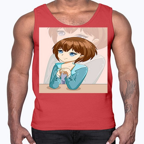 Happy beautiful and elegant girl brown hair 36#- anime- Cotton Tank